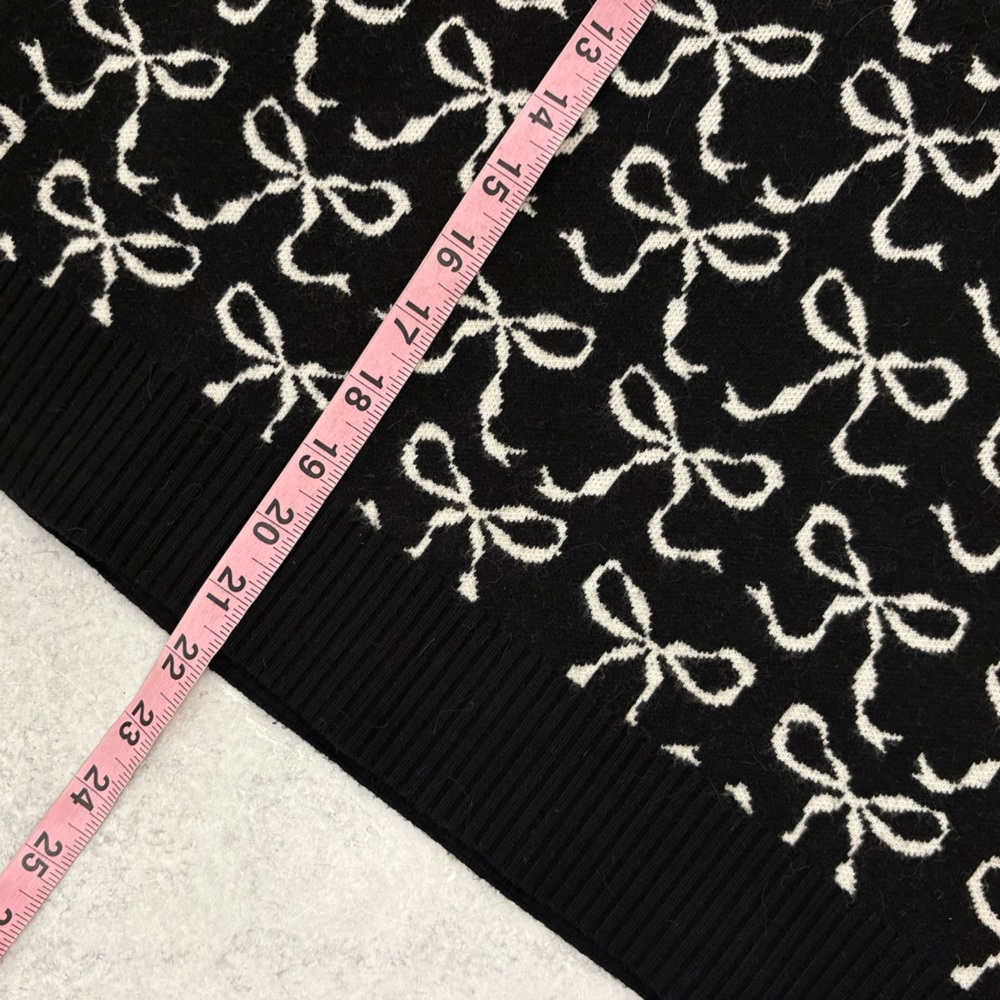 Anthropologie || Maeve The Montana Mock-Neck Half-Zip Sweater Bows Black XS - Picture 6 of 7